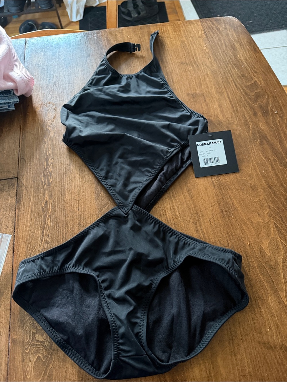 Norma Kamali Black One-Piece Cutout Halter Swimsuit